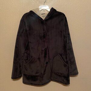 JONES NEW YORK Vintage Black Microfiber Jacket hood  Women's Approx Size M